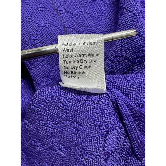 Ming Wang Jacket Womens Small Purple Black‎ Crochet Chain Contrast Knit Cardigan - Picture 8 of 12